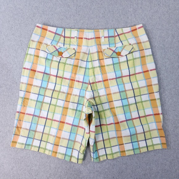 Liz Claiborne Plaid Shorts Womens 12 (32x9) Multicolor Cotton Blend Pockets - Picture 13 of 16